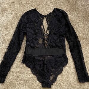 Fashion Nova Elegant Black Lace Bodysuit